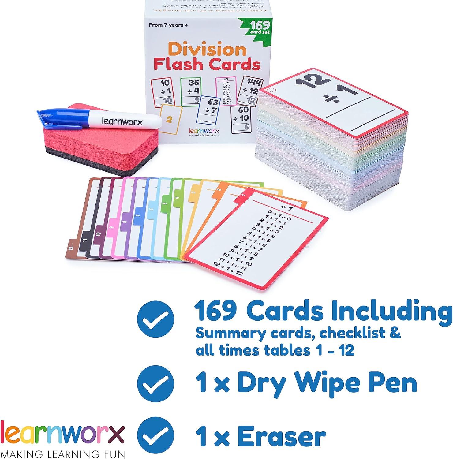 imageDivision Flash Cards 3rd Grade 4th 5th and 6th 169 Math Flashcards All Facts 112 Learn Division for Kids for Ages 6 7 8 9 and 10