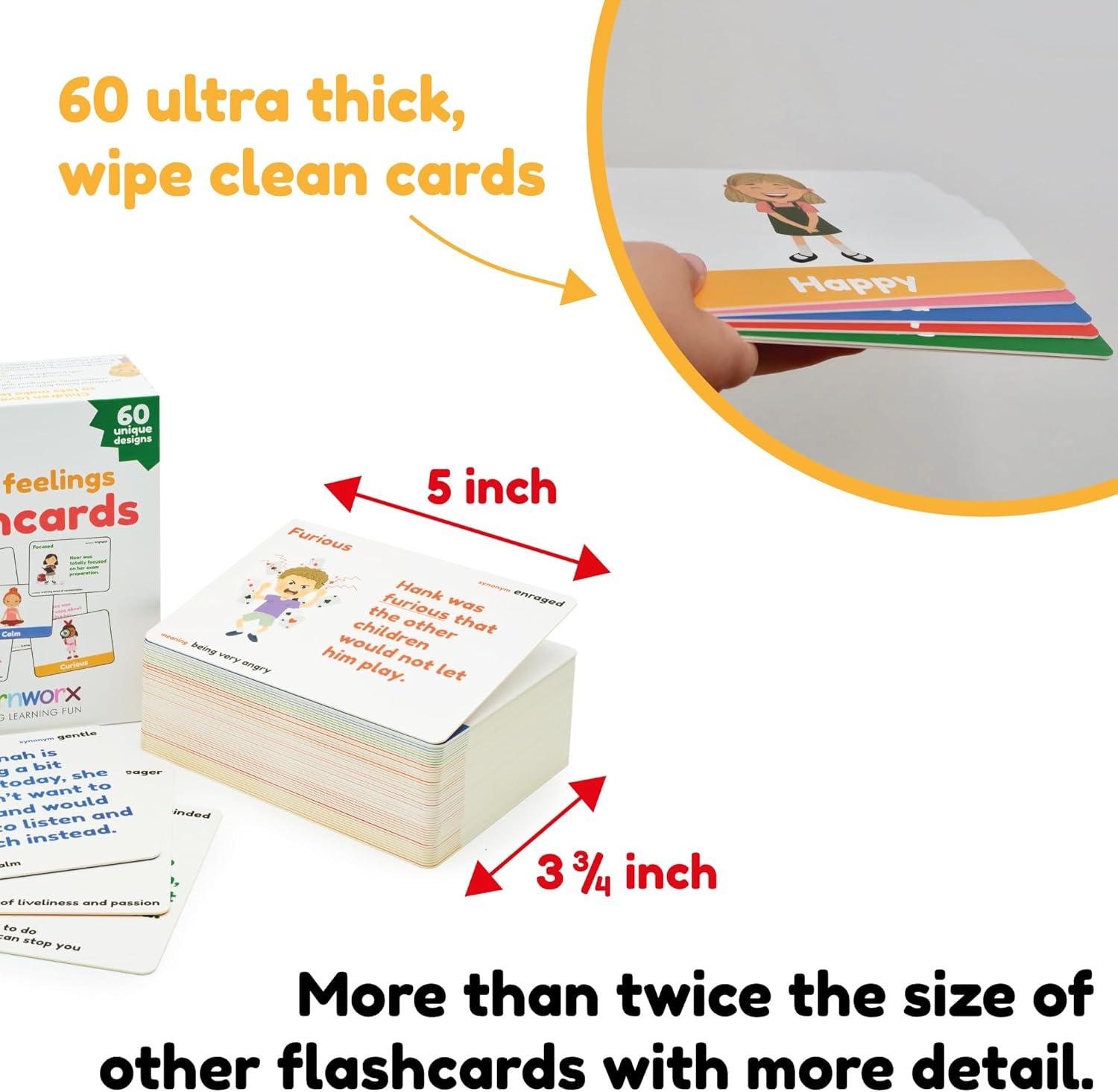 imageEmotion Cards for Kids Feeling Cards Game 60 Emotion amp Feeling Flash Cards for Kids Learn Feelings and Needs Cards Teach Mixed Emotions amp Emotional Intelligence Cards to Children amp Toddlers