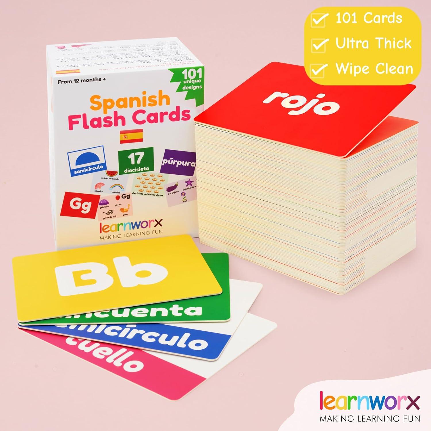 imageSpanish Flash Cards for Kids and Toddlers 101 Cards 202 Sides Learn Shapes Numbers Colors Body Parts Counting Letters amp More Great Value Fun Learning and Educational Flashcards