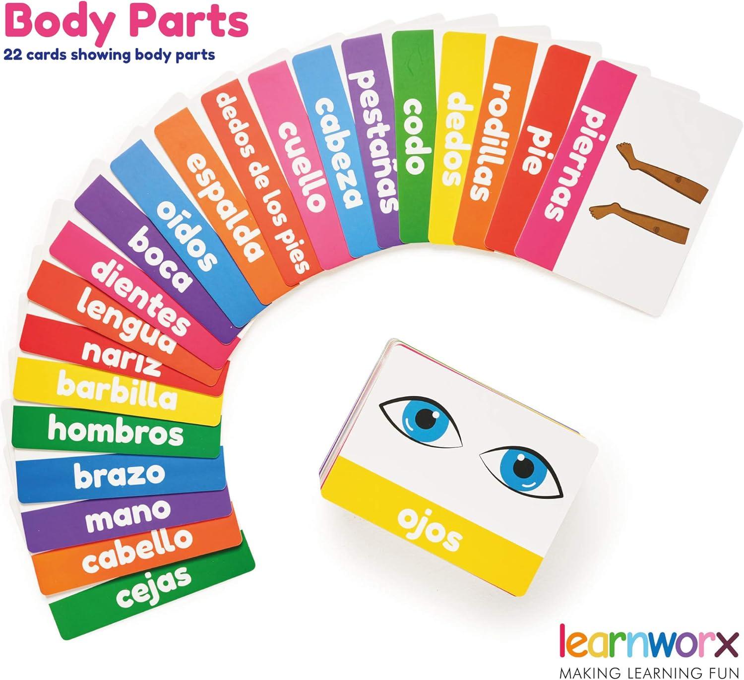 imageSpanish Flash Cards for Kids and Toddlers 101 Cards 202 Sides Learn Shapes Numbers Colors Body Parts Counting Letters amp More Great Value Fun Learning and Educational Flashcards