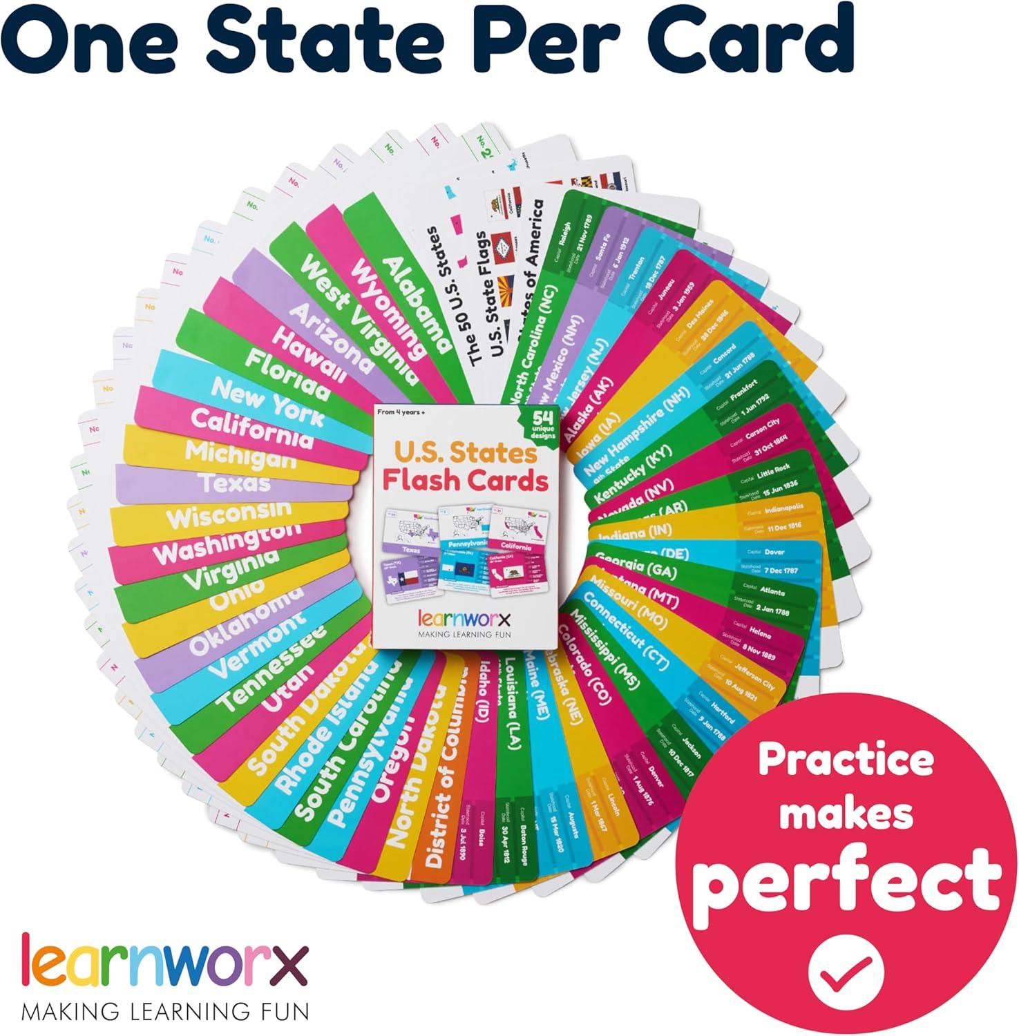imageUS States Flash Cards for Kids 50 State Geography Cards with Capitals Flags State Birds amp More Educational Flashcards for Learning US History amp Facts Ages 4 5 67 8 9 10