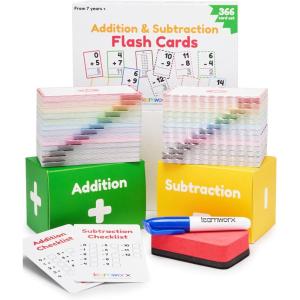 Addition and Subtraction Flash Cards 1st Grade | 366 Math Flash Cards 2nd Grade & 3rd | Subtraction & Addition | Math Facts 0-12 | for Kids Ages 4 5 6 7 | Family Bulk Flashcards