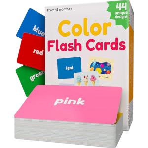 Color Flashcards for Toddlers – 44 Flash Cards to Help Learn Colors & Words – Thick Learning Cards – Includes Simple & Advanced Colors