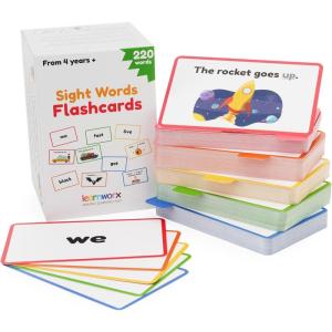 Sight Words Flash Cards Kindergarten – 220 Cards – Sight Words for Toddlers 4 Years – Dolch Sight Words Flash Cards –Pre-K Kinder 1st 2nd 3rd Grade – Sight Word Site Reading Kids Vocabulary Learning