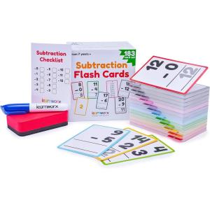 Subtraction Flash Cards 1st Grade 2nd 3rd 4th – 183 Math Flashcards – All Facts 0-12 – Learn Subtraction for Kids – Maths Flashcards from Kindergarten to Ages 6, 7, 8, 9 & 10