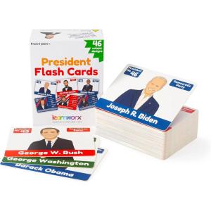 US Presidents for Kids Flash Cards –46 President Cards –Learn Presidents of The USA –Includes US Presidents Party & Vice President Facts -Gift – Ages 5,6,7,8,9,10